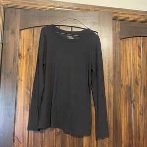 Time and Tru Black Long-Sleeve Crewneck Top